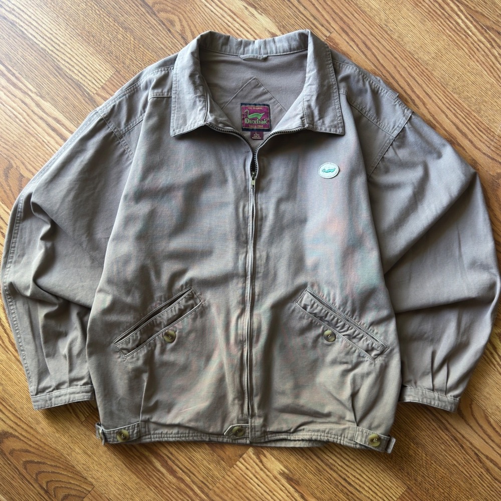 Vintage Duxbak Zip Jacket Men's L Taupe Brown Workwear Harrington